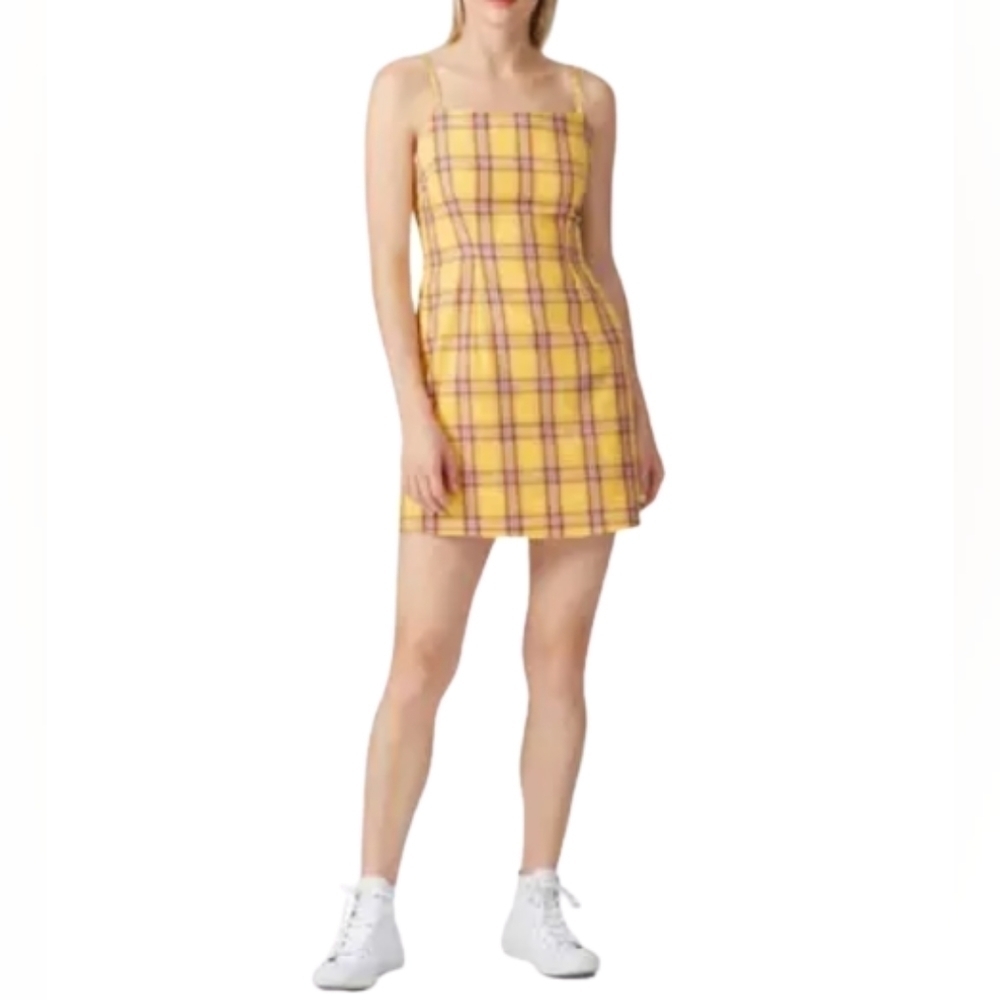 BB DAKOTA Total Betty Cotton Plaid Slip Dress in Lemonsip Women's Size 4